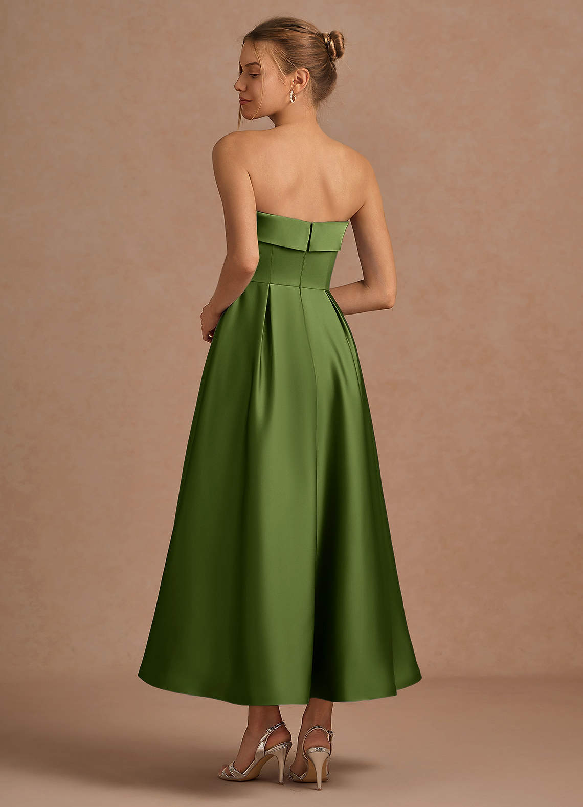 Lucienne Olive Green Midi Dress