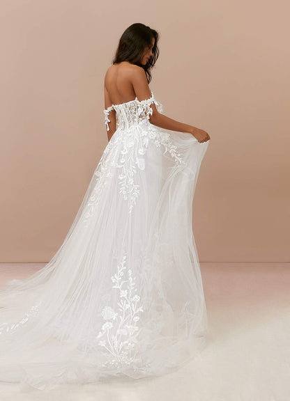 Diamond White A-Line Sequins Tulle Dress