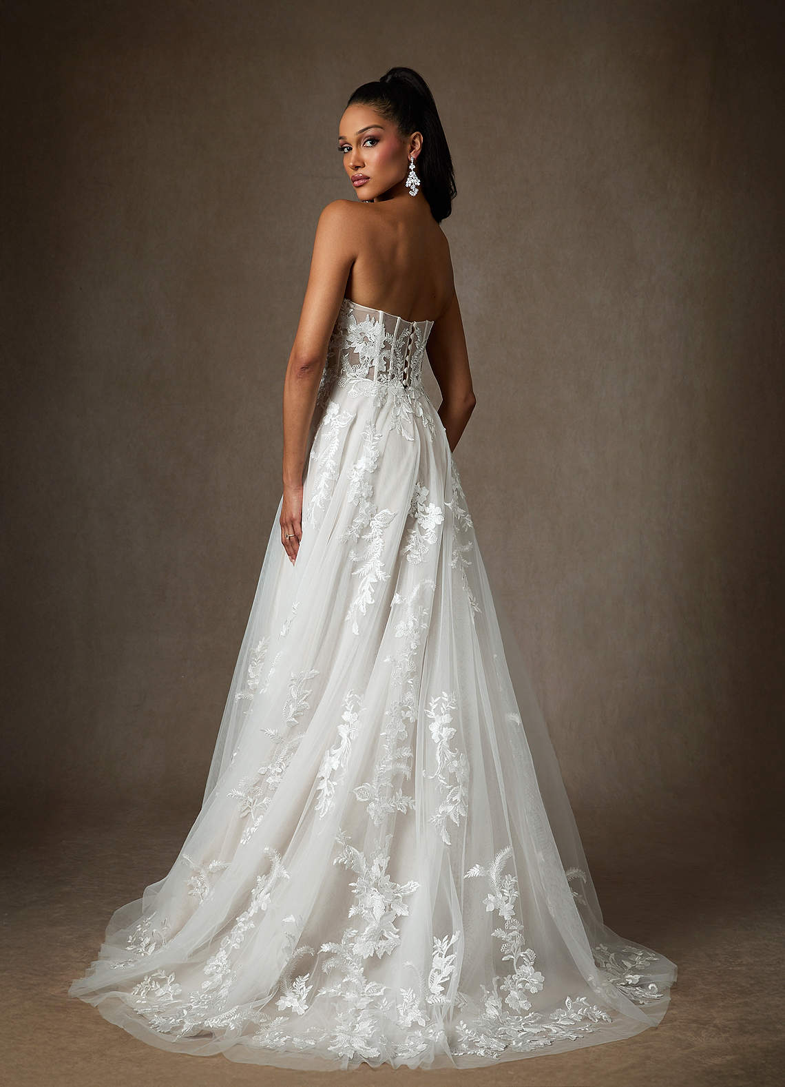 Diamond White A-Line Sequins Tulle Dress