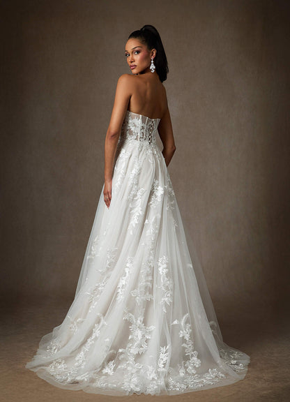 Diamond White A-Line Sequins Tulle Dress