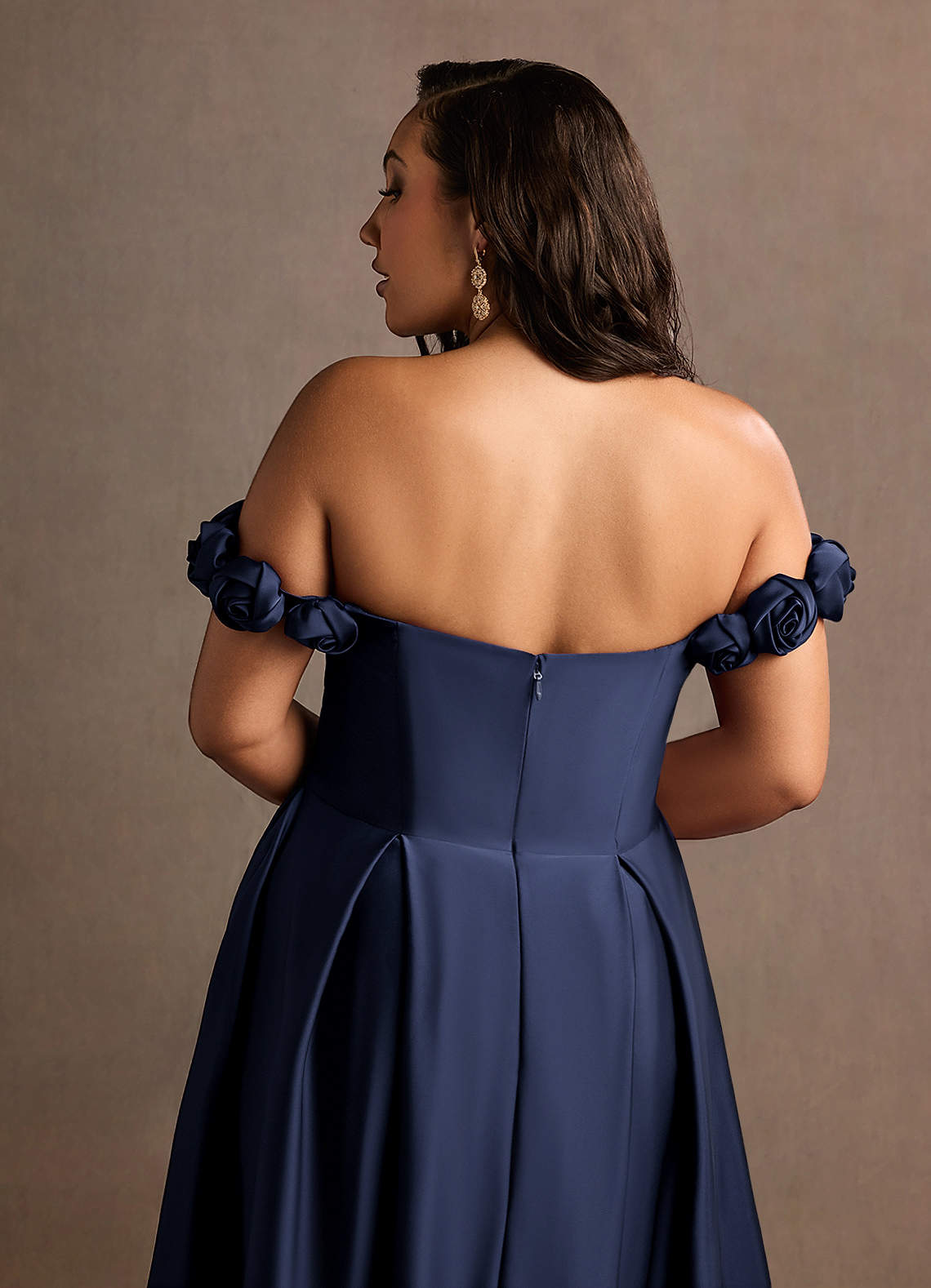 Jessie Navy Rose Straps Gown  Dress