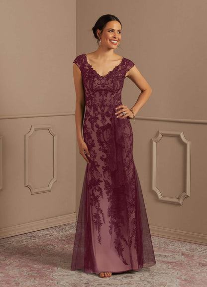 Cabernet Champagne Mermaid Lace Tulle Dress