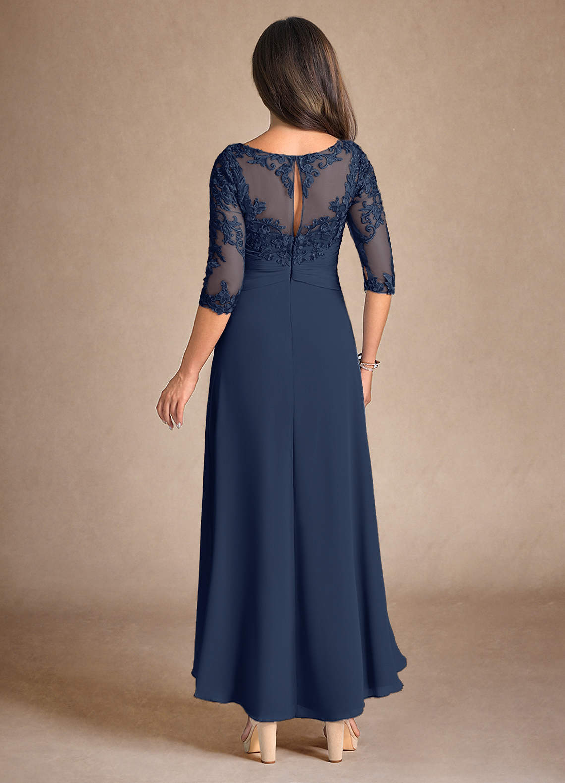 Dark Navy A-Line Lace Dress