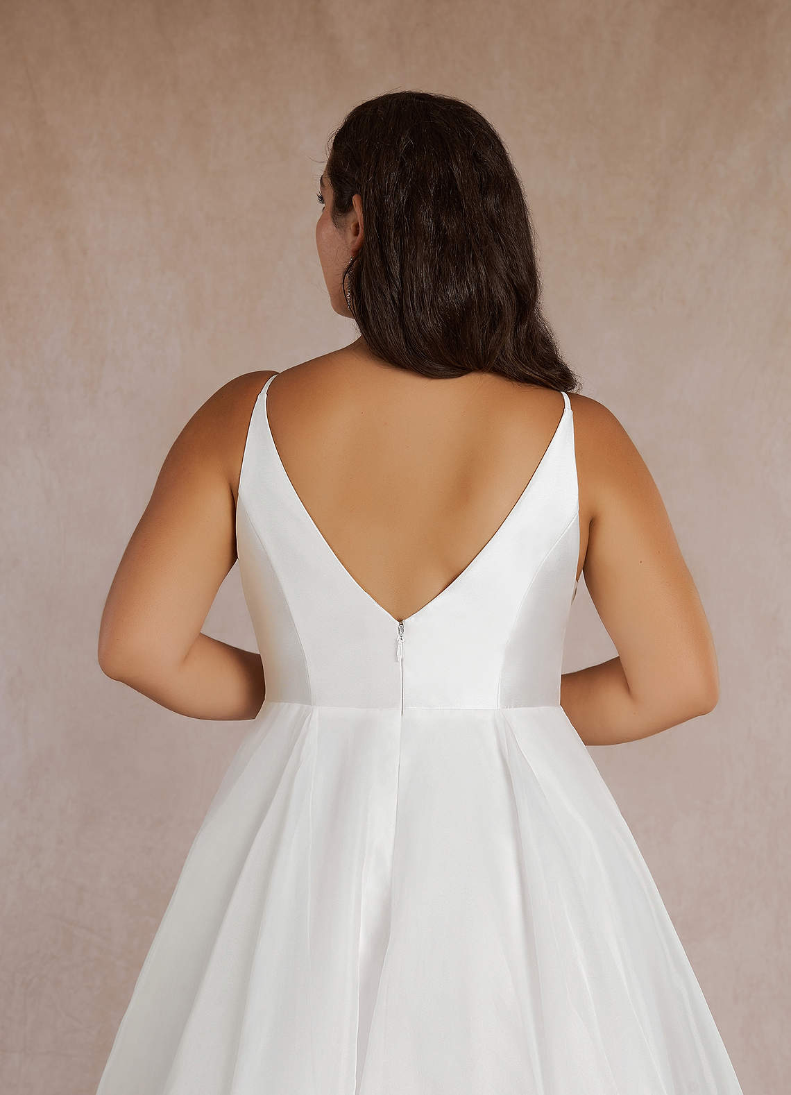 Diamond White A-Line V-Neck Mikado Dress