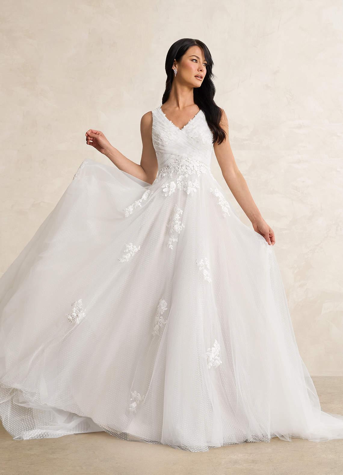 Diamond White A-Line Lace Tulle Dress