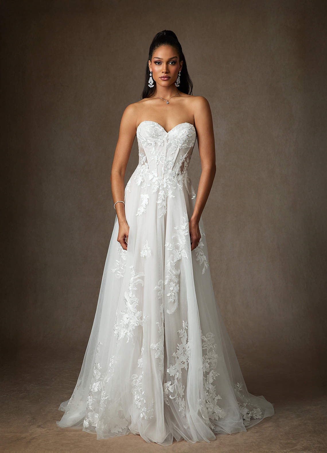Diamond White A-Line Sequins Tulle Dress