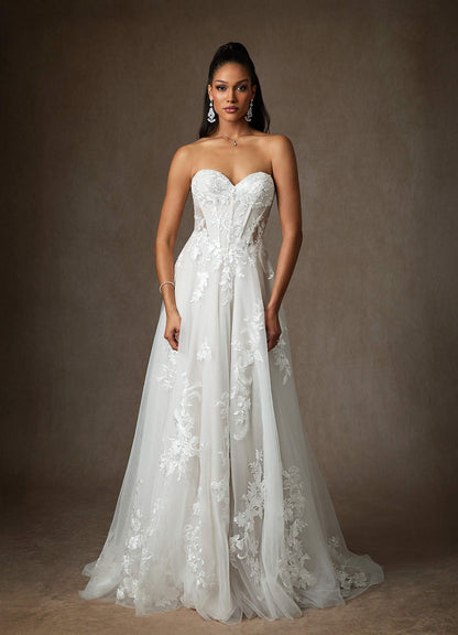 Diamond White A-Line Sequins Tulle Dress