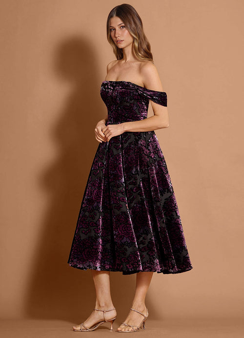 Eunice Black Amethyst Midi Dress