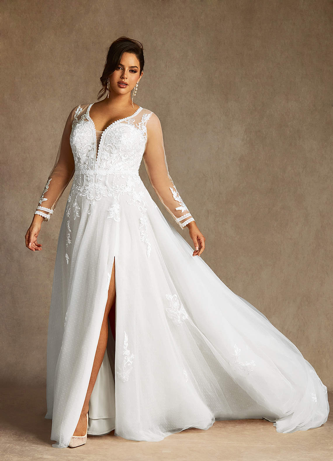 Diamond White A-Line Lace Tulle Dress