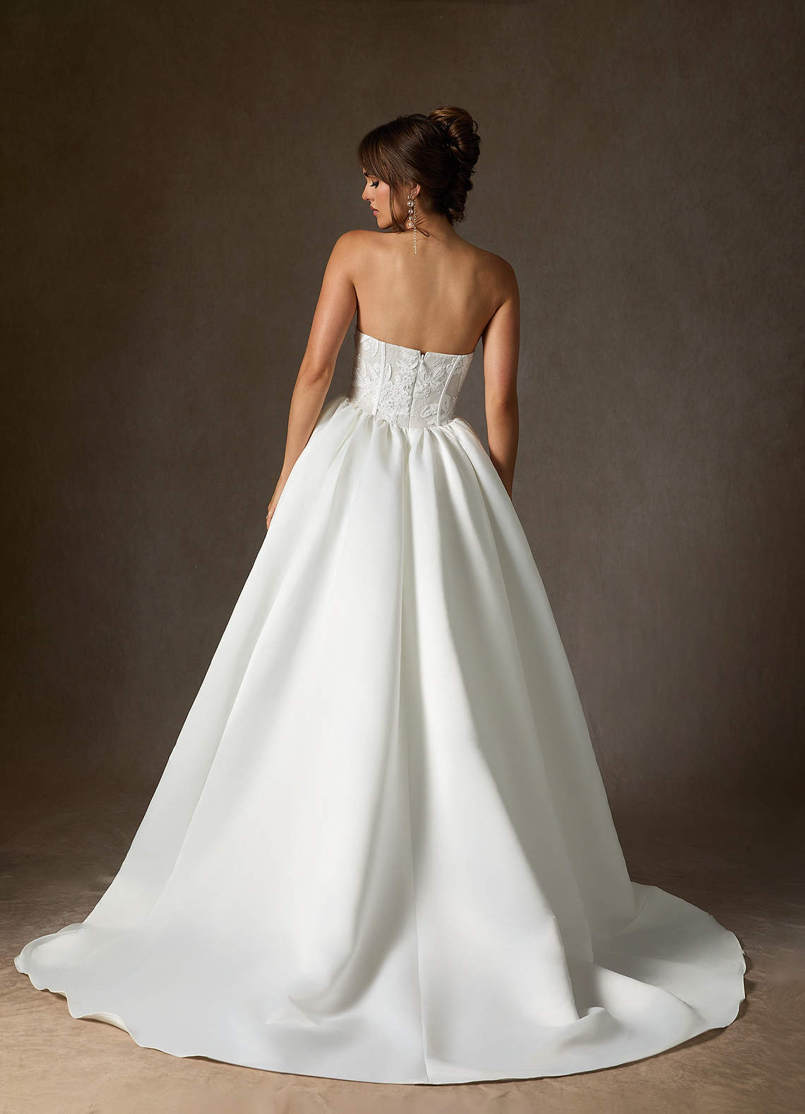 Diamond White Ball-Gown Strapless Lace Dress