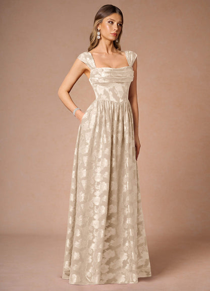 Hazel Cream Pleated Maxi Dress