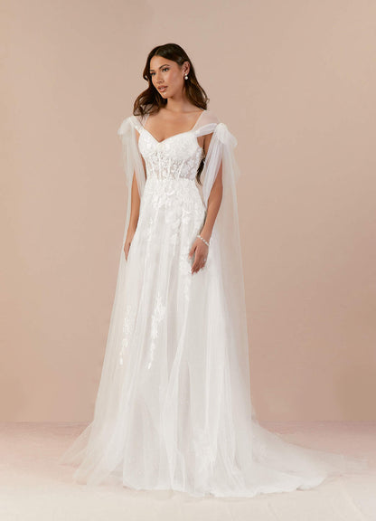Diamond White A-Line Lace Tulle Dress