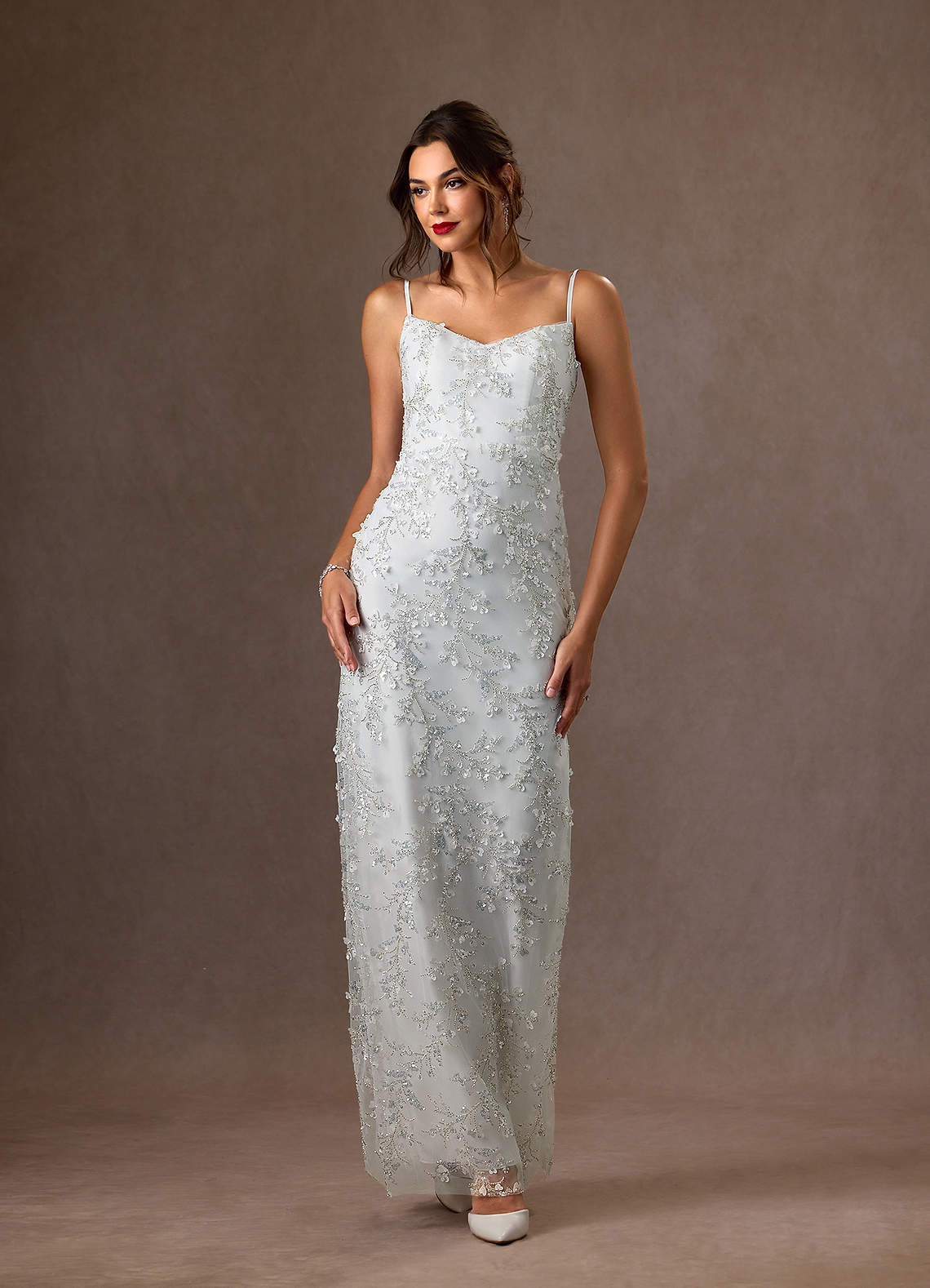 Diamond White Sheath Lace Dress
