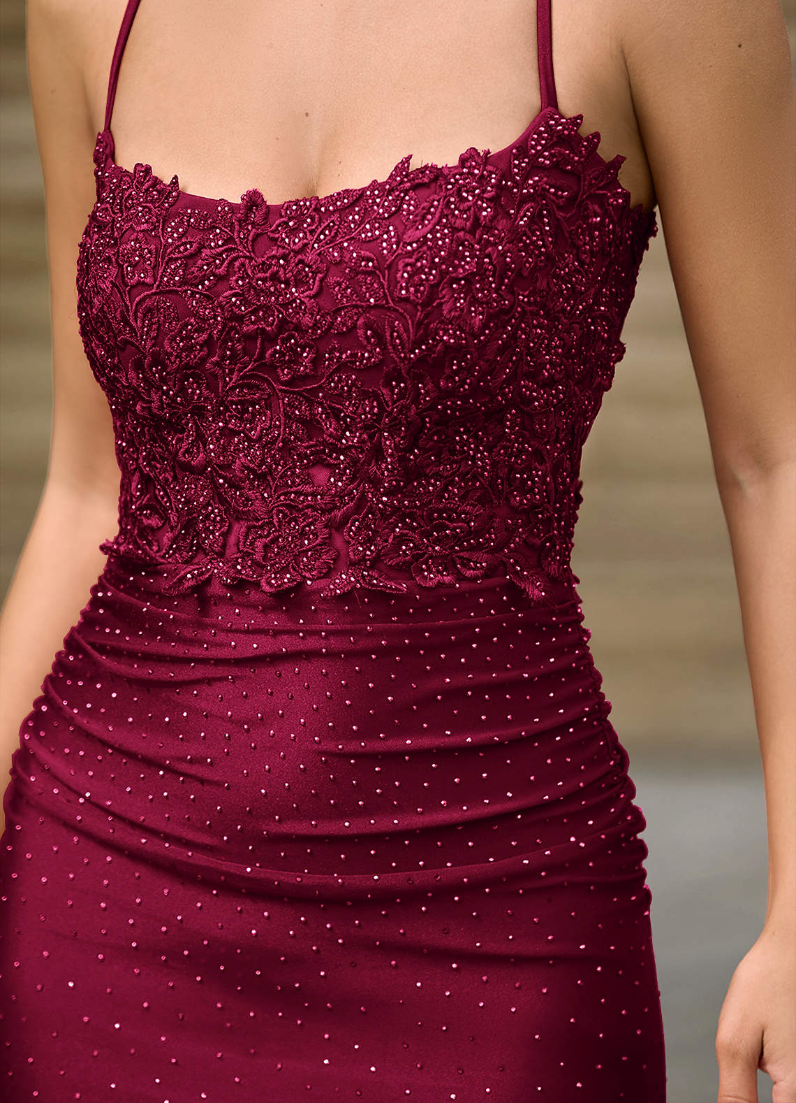 Beatrice Burgundy Mermaid Stretch Satin Prom Dress