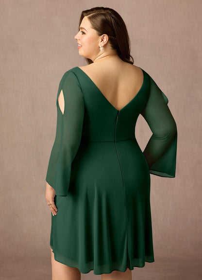 Dark Green A-Line Pleated Mesh Dress