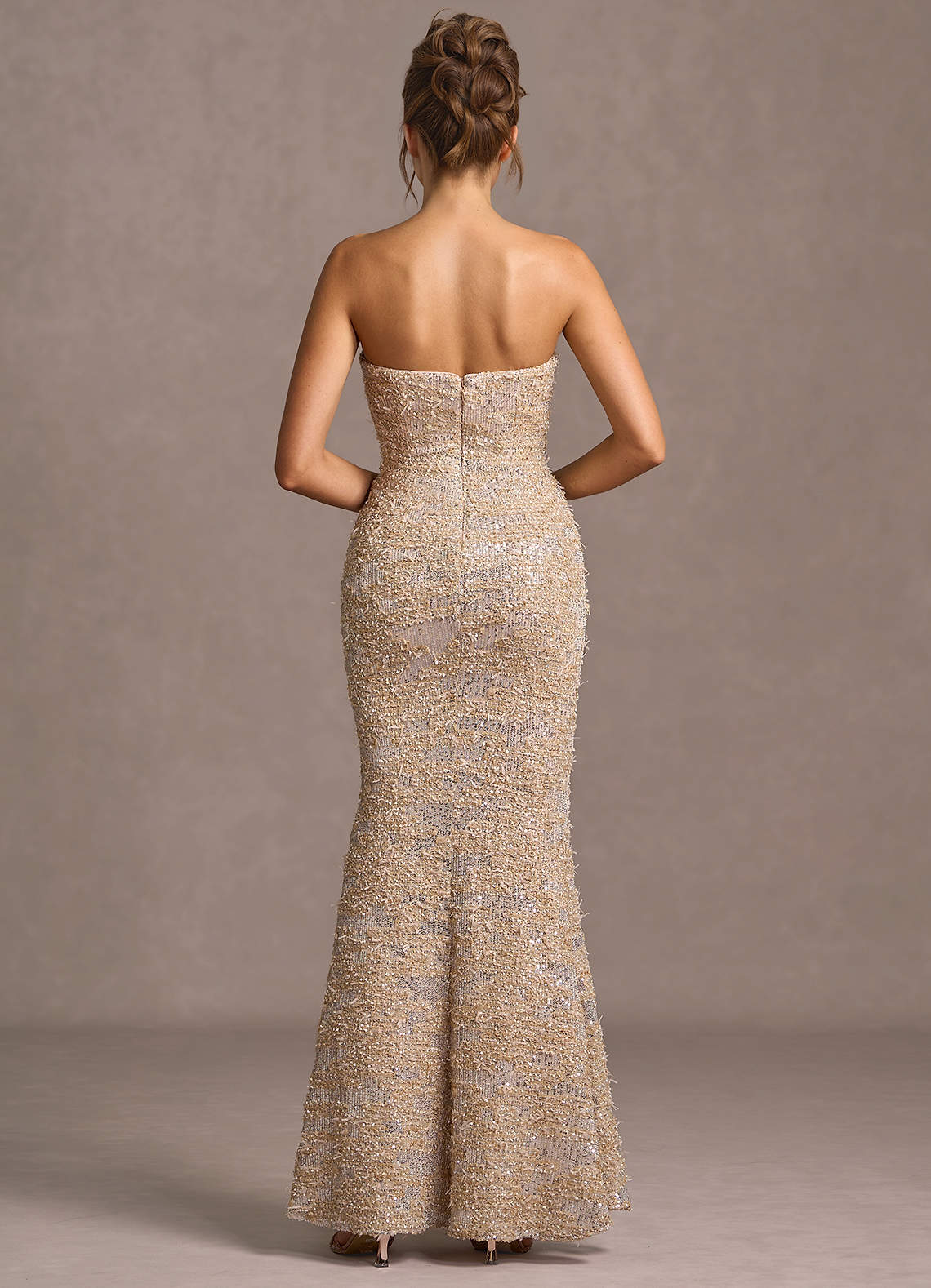 Daphne Champagne Sequins Maxi Dress