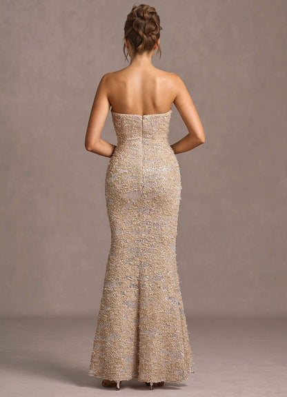 Daphne Champagne Sequins Maxi Dress