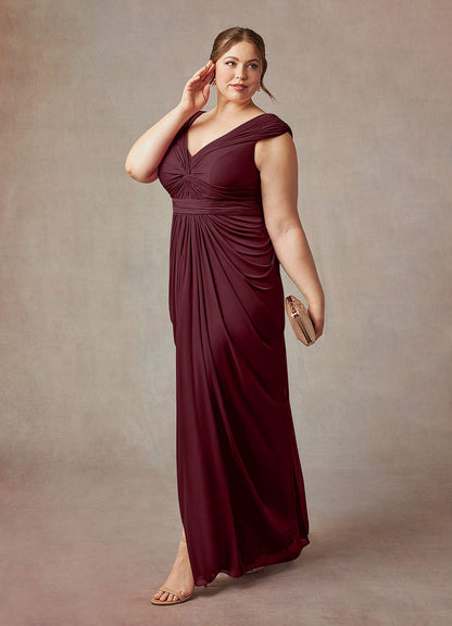 Cabernet Sheath Pleated Mesh Dress