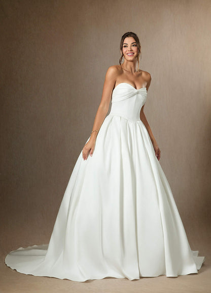 Diamond White Ball-Gown Strapless Double Faced Satin Dress