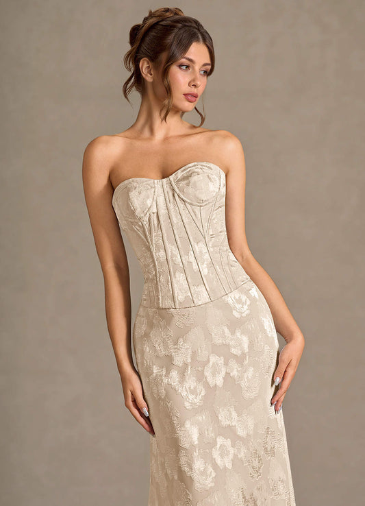 Alyssa Cream Corset Two-Piece Dress