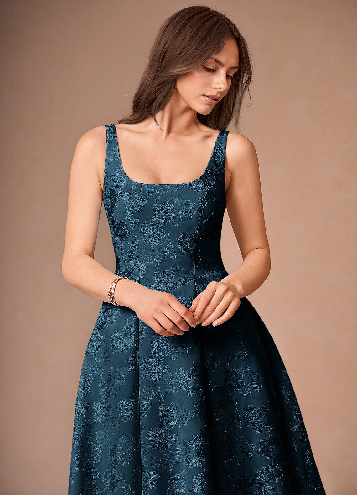 Briac Navy A-Line Midi Dress