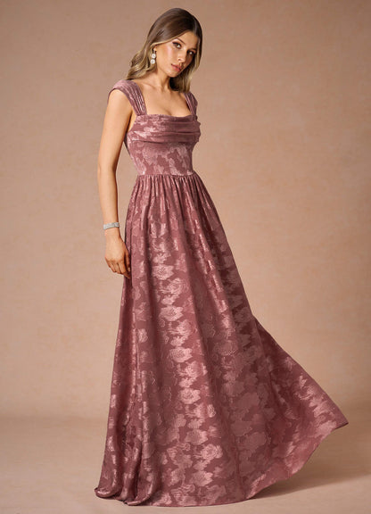 Hazel Vintage Rose Pleated Maxi Dress  Dress