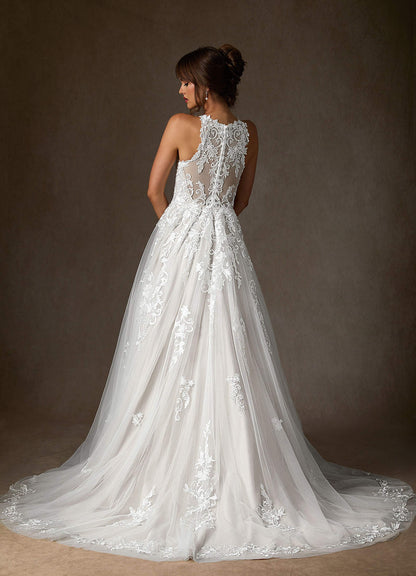 Diamond White A-Line Sweetheart Lace Tulle Dress