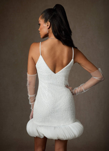 Diamond White Sheath Beading Dress