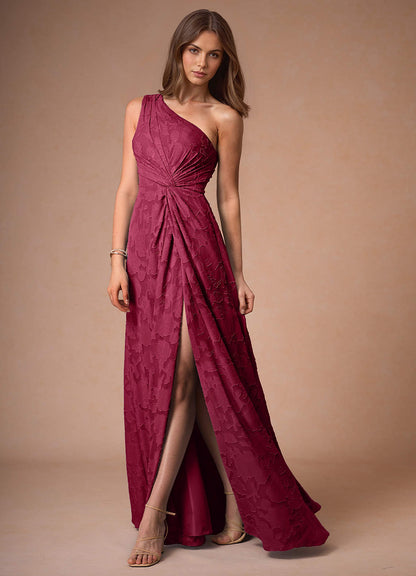 Hermosa Merlot One Shoulder Maxi Dress  Dress