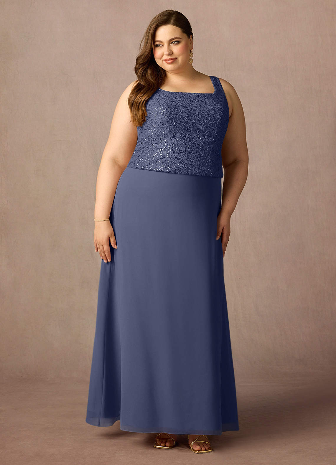 Stormy Sheath Square Neckline Sequins Chiffon Dress