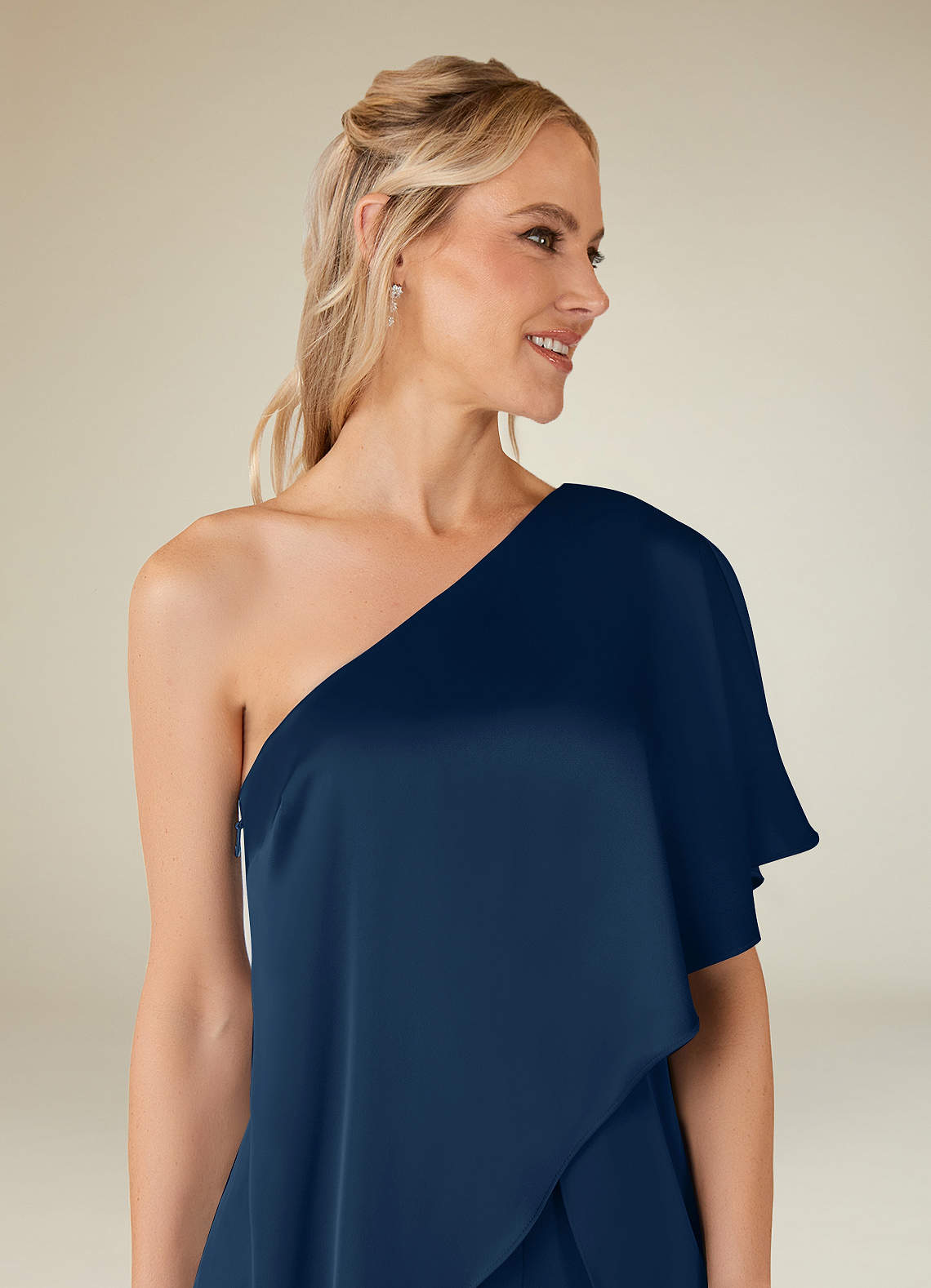 Dark Navy Jumpsuit/Pantsuit Stretch Satin Dress