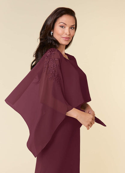 Cabernet Sheath Lace Chiffon Dress