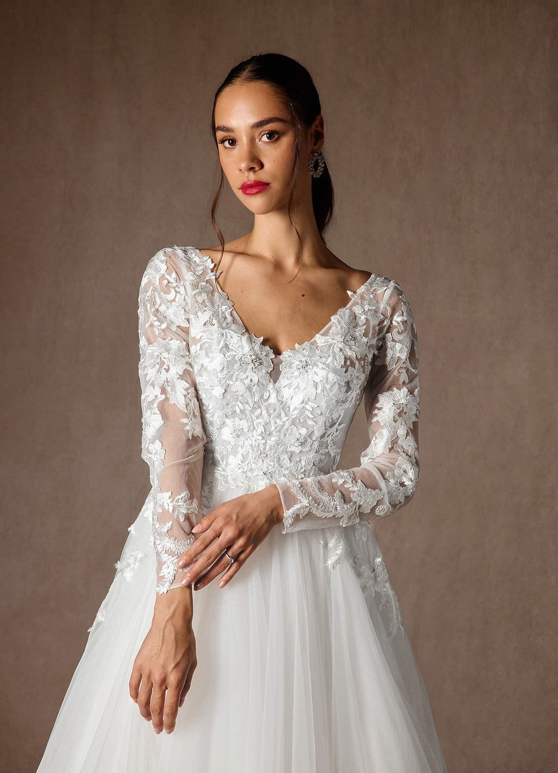 Diamond White A-Line Sequins Tulle Dress