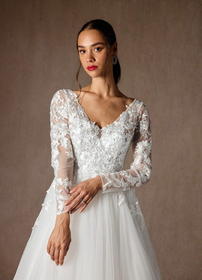 Diamond White A-Line Sequins Tulle Dress