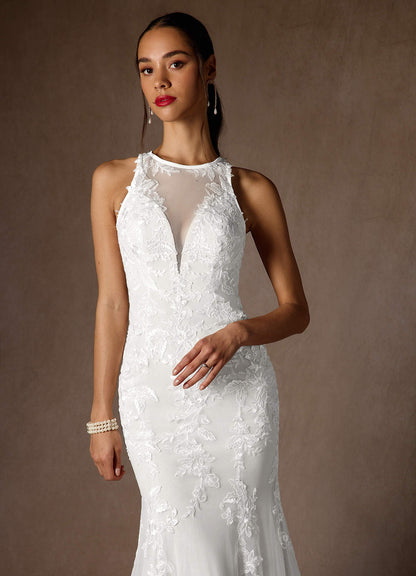 Diamond White Mermaid Sequins Tulle Dress