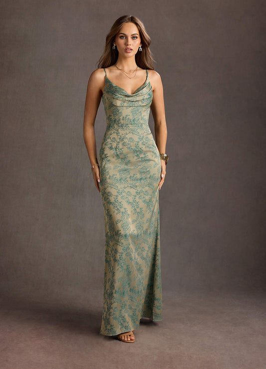 Leah Platinum Teal Gown