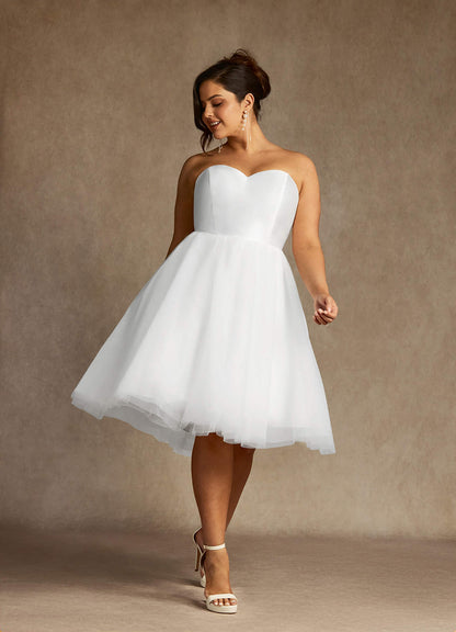 Diamond White A-Line Sweetheart Neckline Tulle Dress
