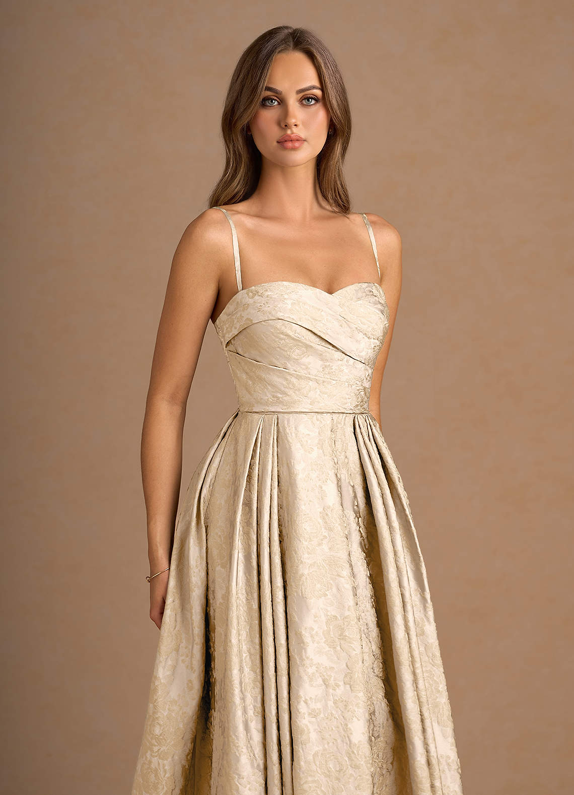 Maelis Vintage Champagne Maxi Gown  Dress