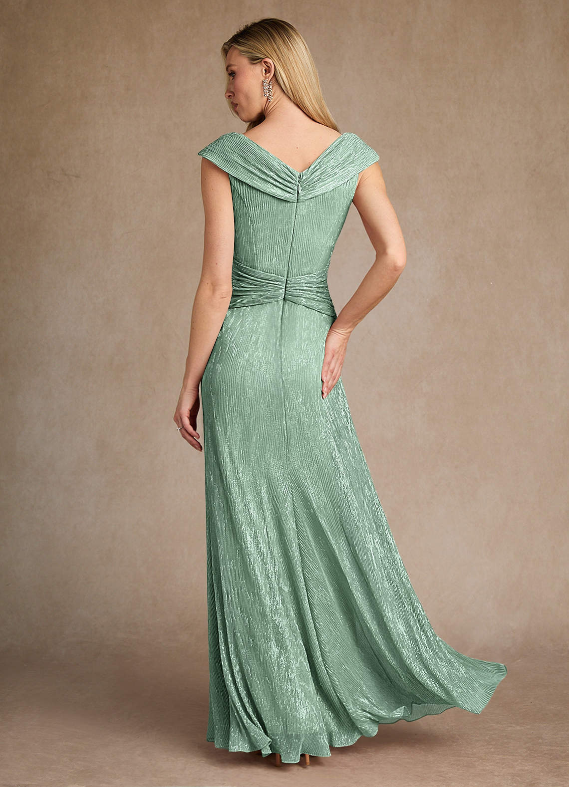 Aquamarine A-Line Pleated Metallic Mesh Dress