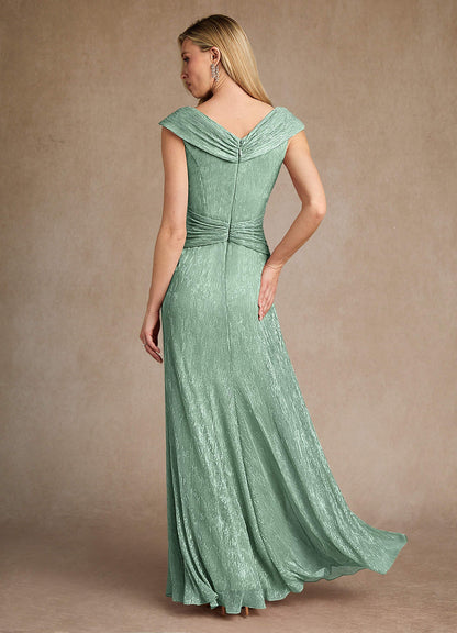 Aquamarine A-Line Pleated Metallic Mesh Dress