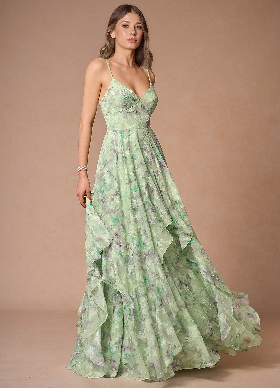 Harmony Sage Floral Maxi Dress