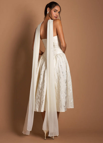 Astra French White Midi Dress  Dress