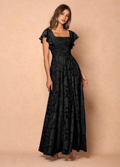 Anna Black Ruffled Maxi Dress  Dress