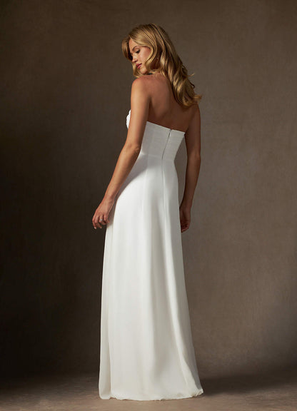 Diamond White A-Line Strapless Chiffon Dress