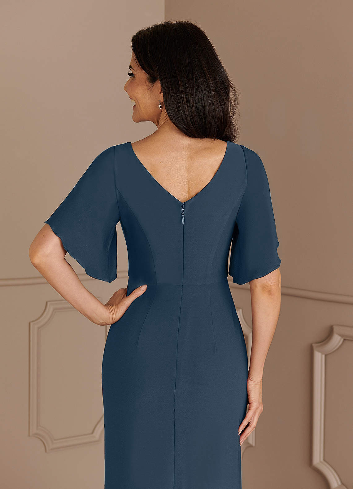 Neptune Mermaid Boatneck Pleated Luxe Knit Dress