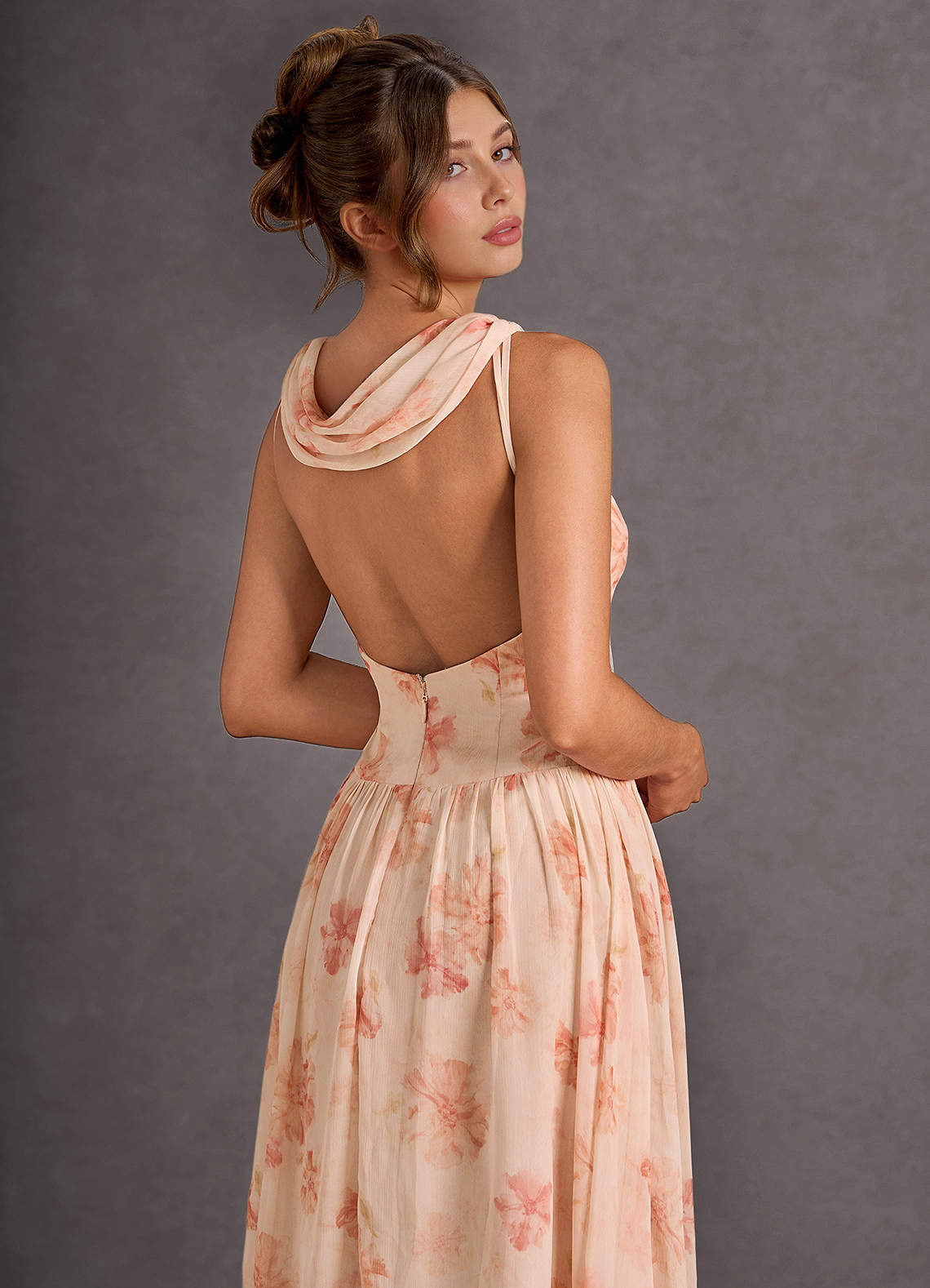 Rowan Peach Midi Dress