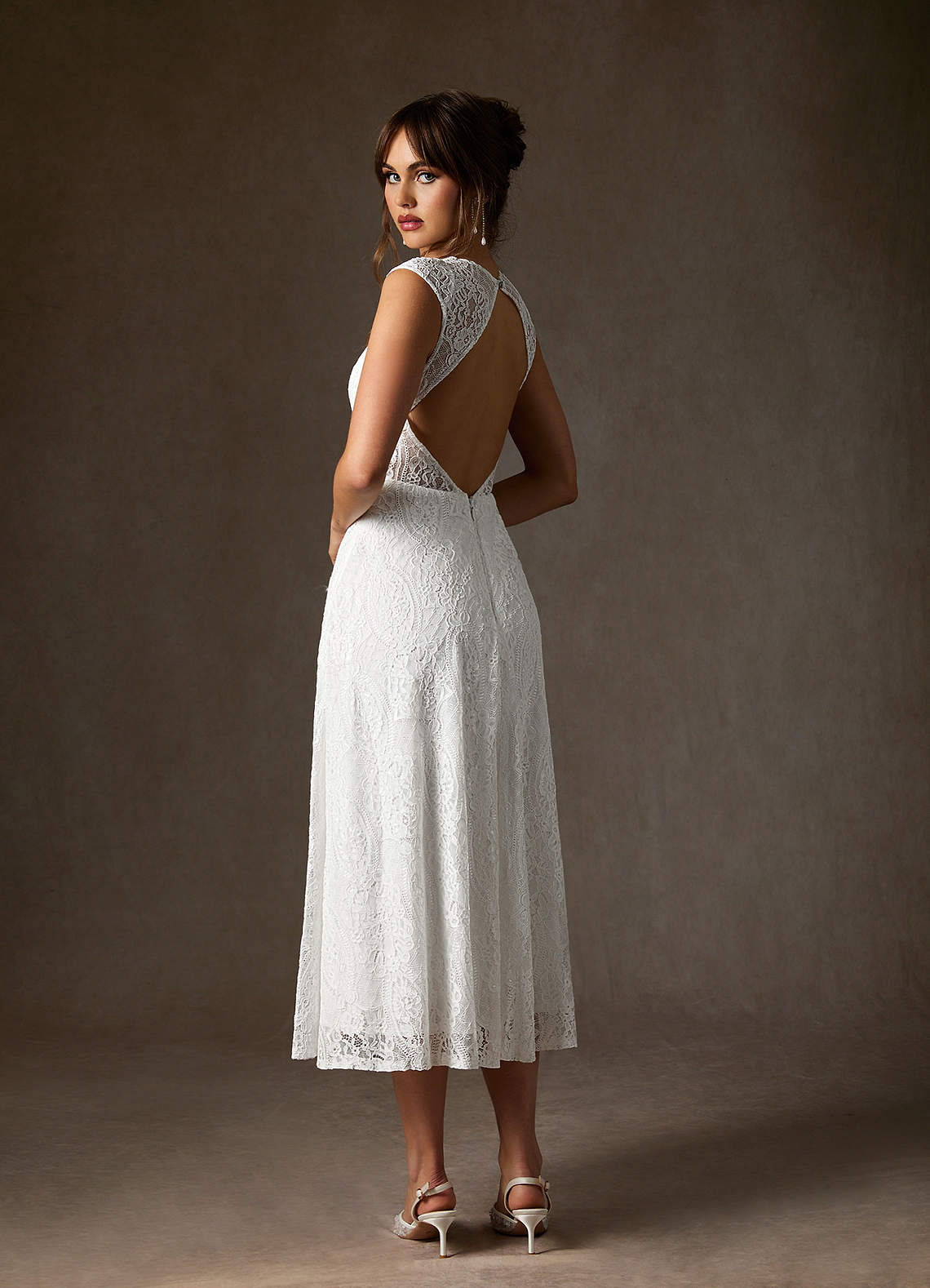 Diamond White A-Line Lace Dress