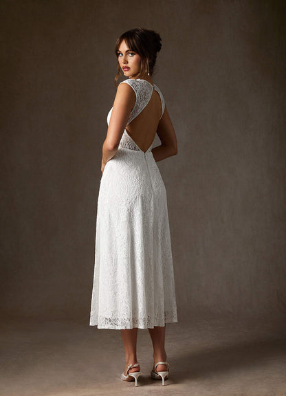 Diamond White A-Line Lace Dress