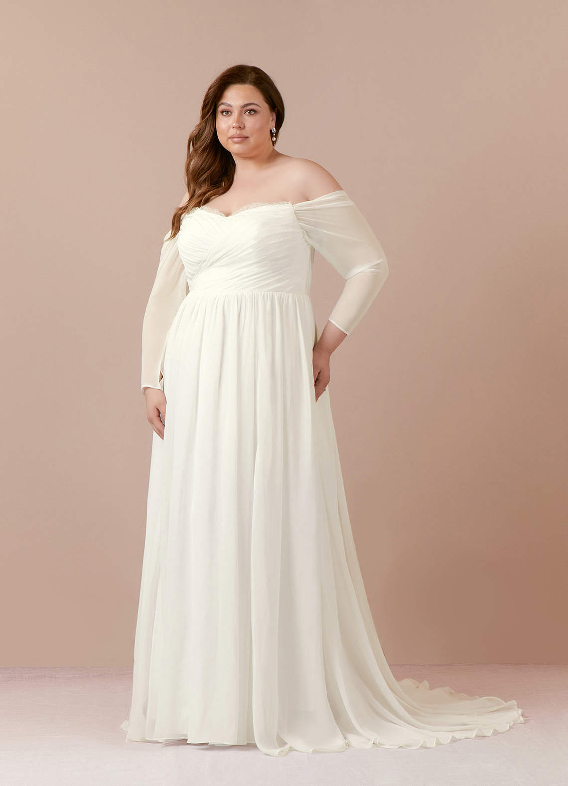 Cream A-Line Sweetheart lace Chiffon Dress