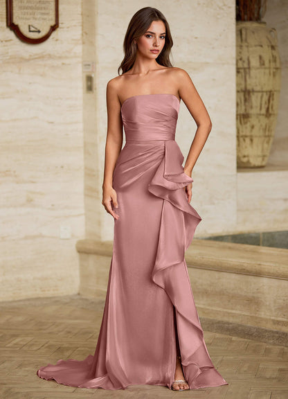 Liorah Pink Strapless Prom Dress